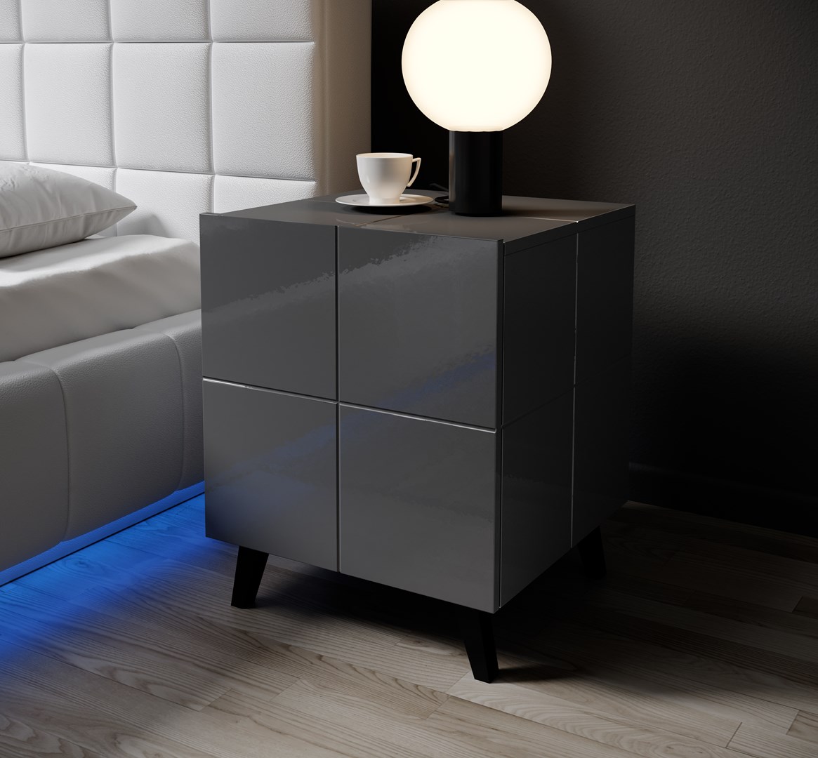 Cama bedside table REJA graphite grey gloss/graphite grey gloss Cama bedside table REJA graphite grey gloss/graphite grey gloss