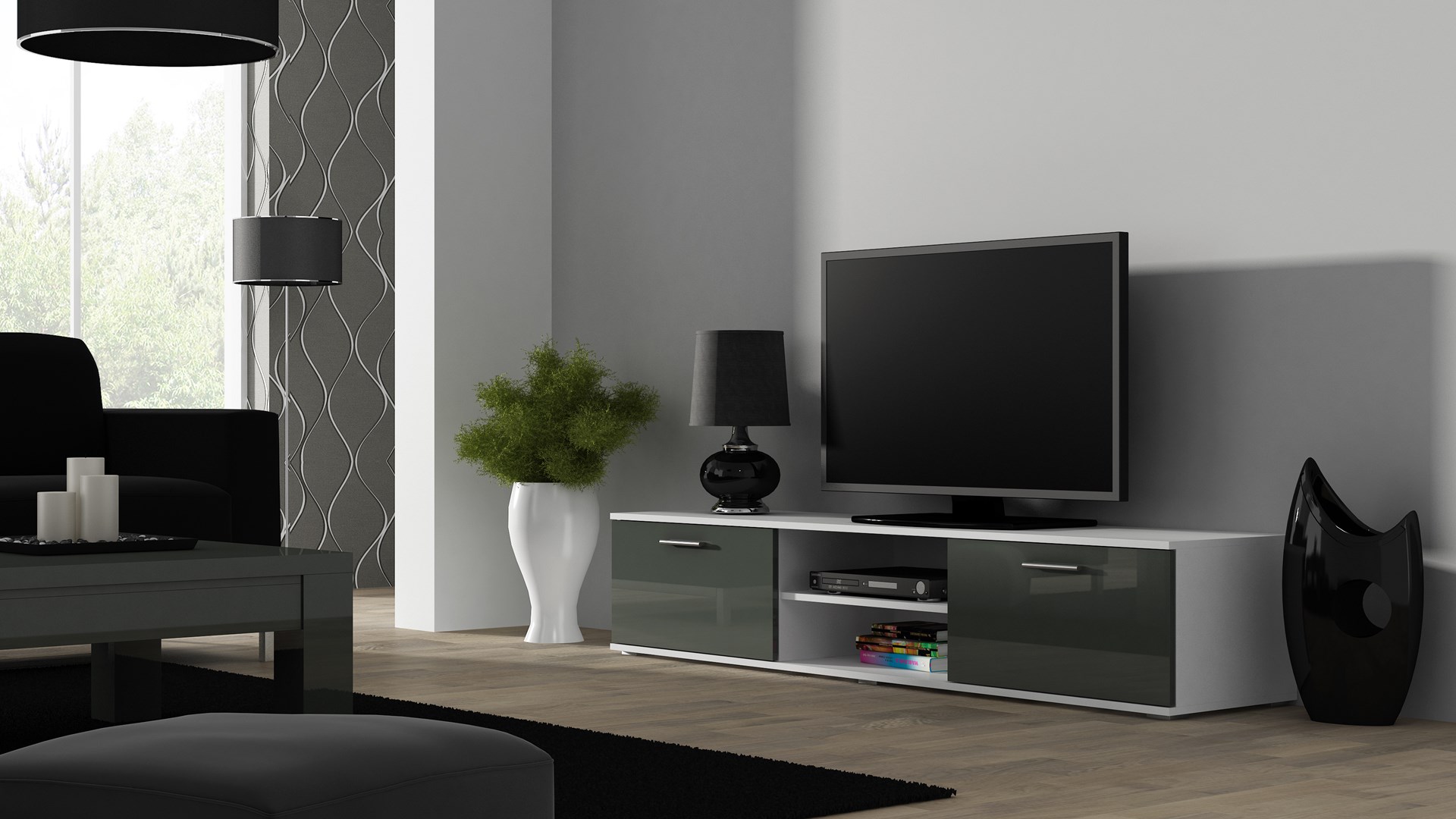 SOHO 8 set (RTV180 cabinet + S6 + shelves) White / Gloss grey SOHO 8 set (RTV180 cabinet + S6 + shelves) White / Gloss grey