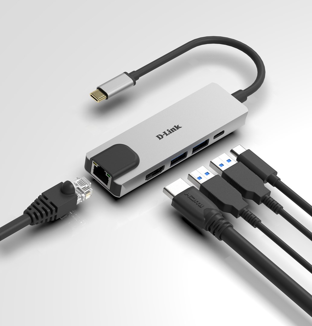 D-Link 5-in-1 USB-C Hub with HDMI/Ethernet and Power Delivery D-Link 5-in-1 USB-C Hub with HDMI/Ethernet and Power Delivery