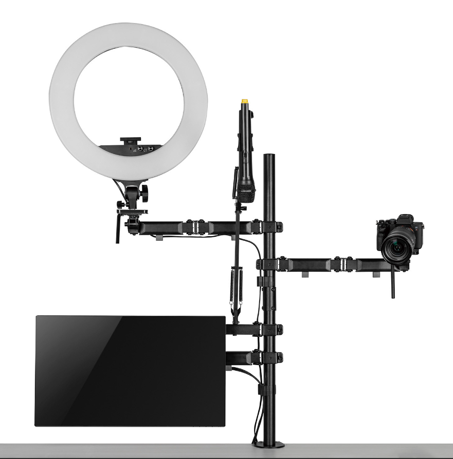 Monitor Mount, Microphone, Camera and Floodlight All-In-One Studio NanoRS, YouTube, 17"-32", max. 9kg, RS164 Monitor Mount, Microphone, Camera and Floodlight All-In-One Studio NanoRS, YouTube, 17"-32", max. 9kg, RS164