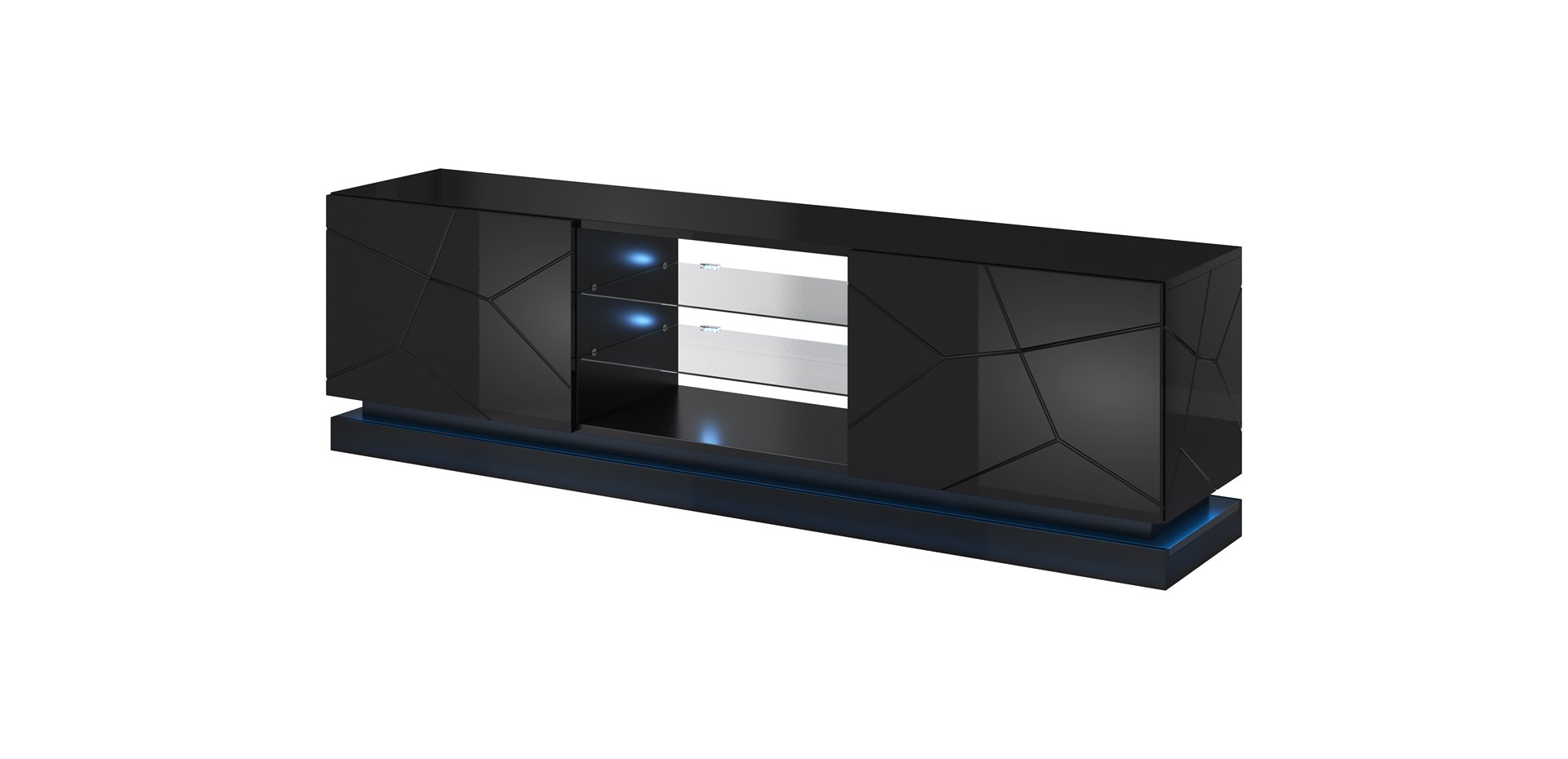 Cama TV cabinet QIU 200 MDF black gloss/black gloss Cama TV cabinet QIU 200 MDF black gloss/black gloss