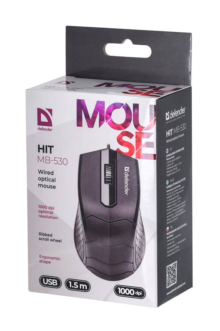 MOUSE DEFENDER HIT MB-530 BLACK OTPICAL 1000dpi 3P MOUSE DEFENDER HIT MB-530 BLACK OTPICAL 1000dpi 3P