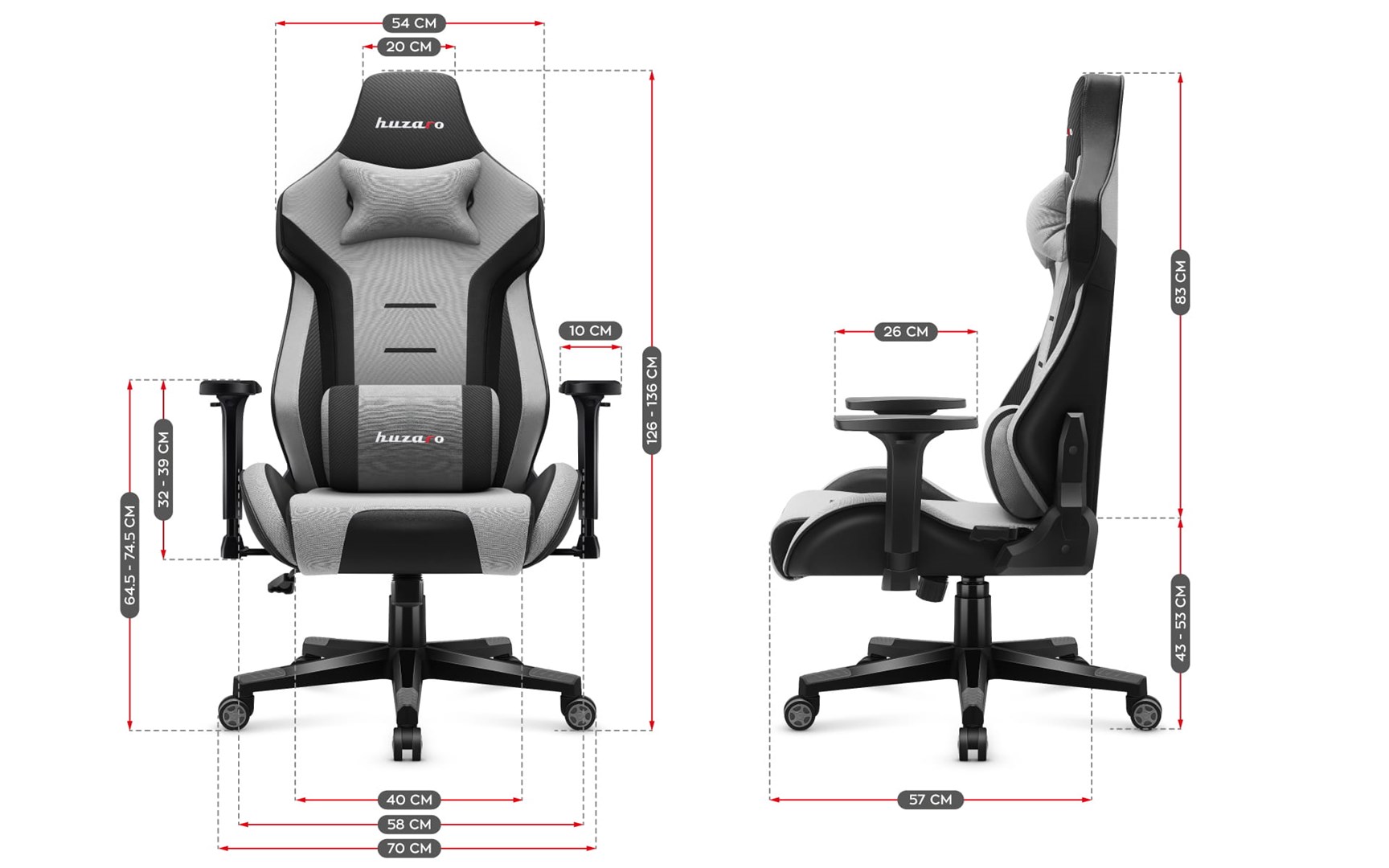 Gaming chair - Huzaro Force 7.6 Grey Gaming chair - Huzaro Force 7.6 Grey