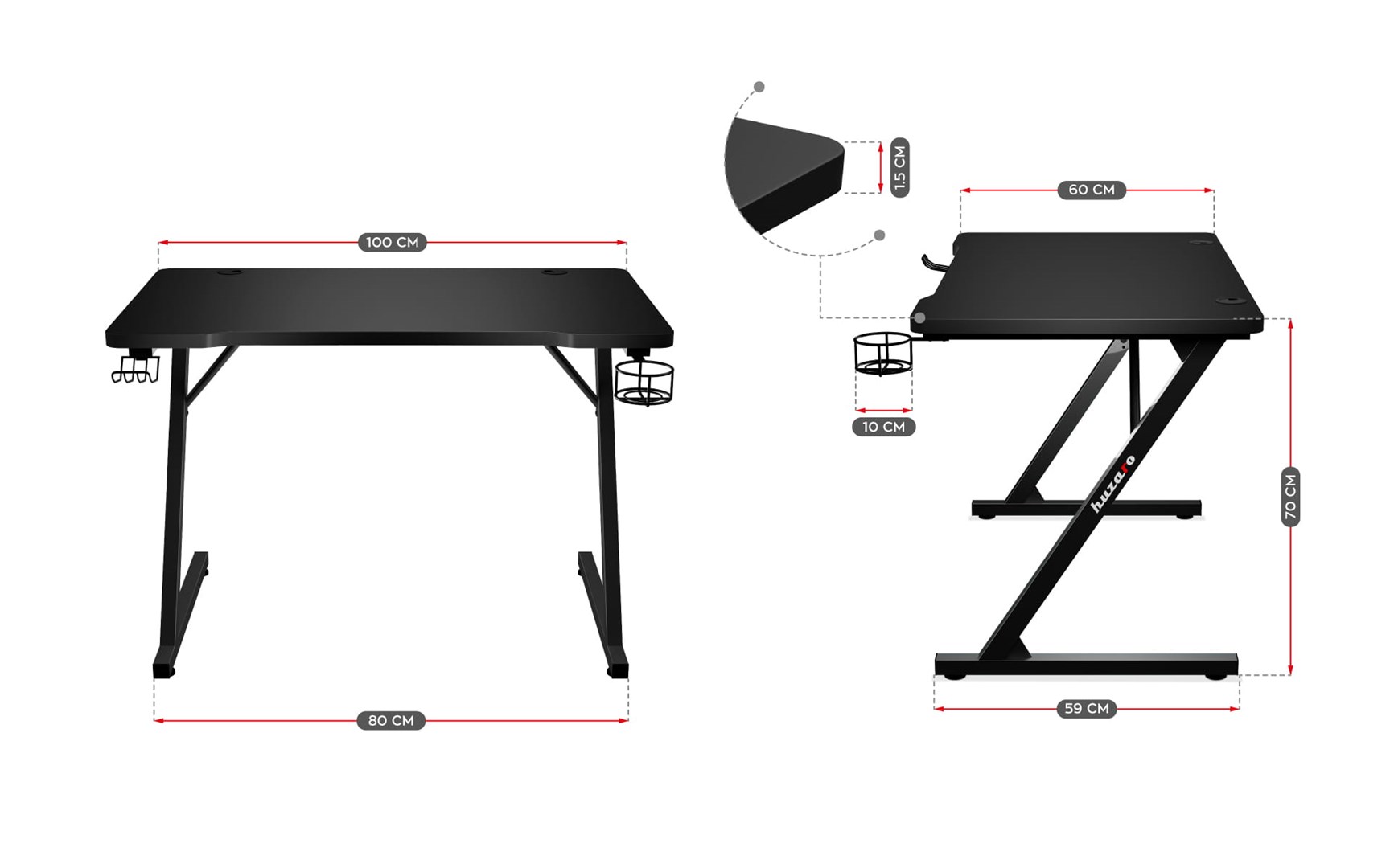 Gaming desk Huzaro Hero 1.8 Black Gaming desk Huzaro Hero 1.8 Black