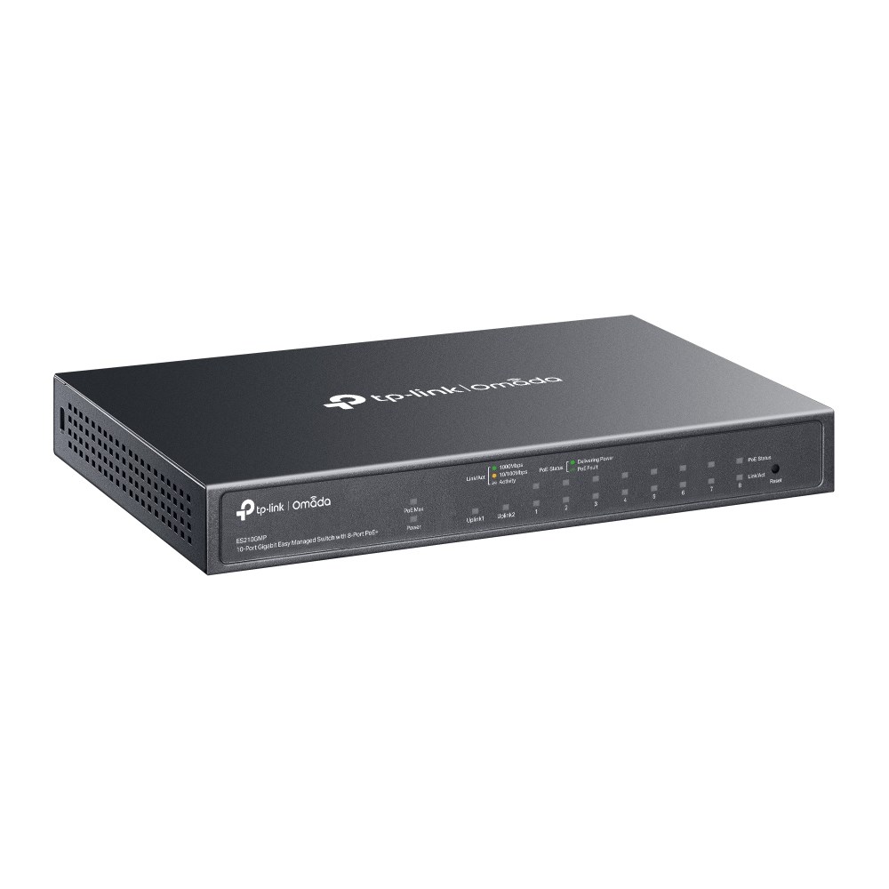 TP-Link Omada 10-Port Gigabit Easy Managed Switch with 8-Port PoE+ TP-Link Omada 10-Port Gigabit Easy Managed Switch with 8-Port PoE+