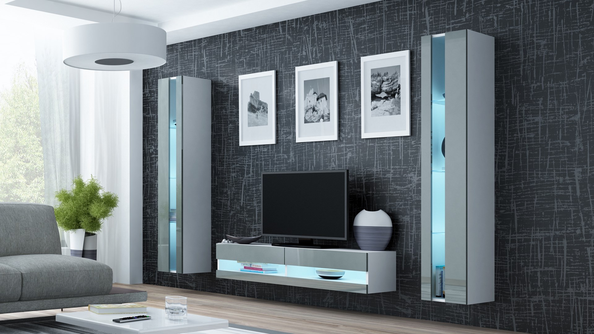 Cama TV stand VIGO NEW 30/140/40 white/grey gloss Cama TV stand VIGO NEW 30/140/40 white/grey gloss