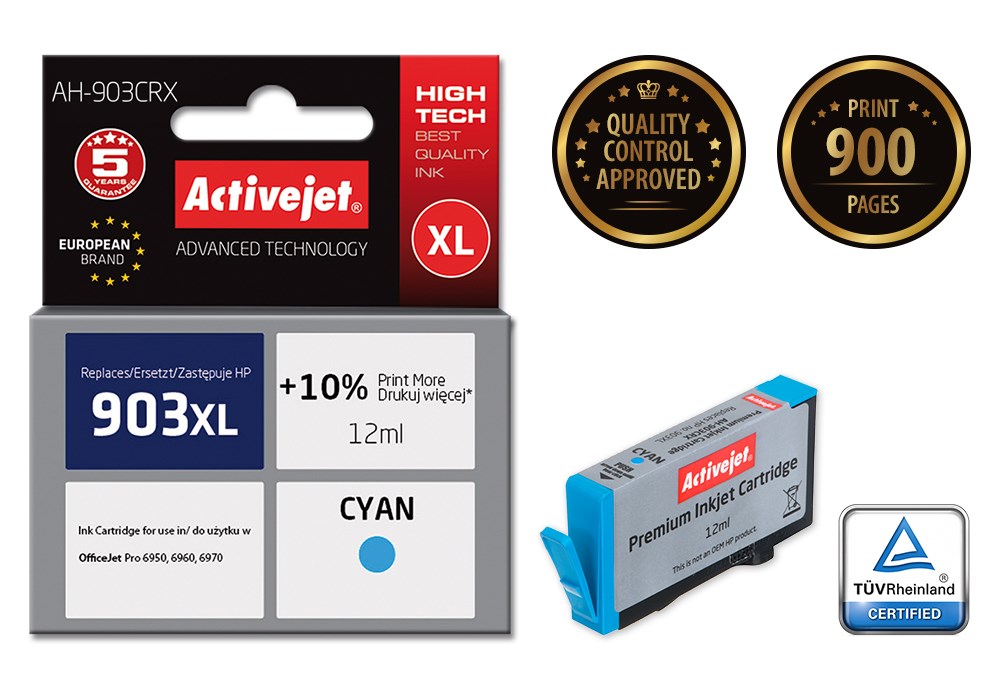 Activejet AH-903CRX Ink (replacement for HP 903XL T6M03AE; Premium; 12 ml; cyan) Activejet AH-903CRX Ink (replacement for HP 903XL T6M03AE; Premium; 12 ml; cyan)