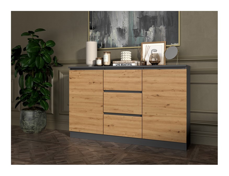 2D3S chest of drawers 120x30x75 cm, anthracite/artisan 2D3S chest of drawers 120x30x75 cm, anthracite/artisan