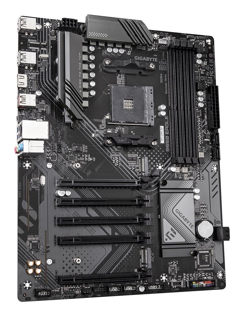 GIGABYTE B550 EAGLE Motherboard - AMD Ryzen 5000 G-Series CPUs, 10+3+1 Phases VRM, up to 3200MHz DDR4, 1xPCIe 4.0 + 1xPCIe 3.0 M.2, 1GbE LAN, USB 3.2 Gen 2 GIGABYTE B550 EAGLE Motherboard - AMD Ryzen 5000 G-Series CPUs, 10+3+1 Phases VRM, up to 3200MHz DDR4, 1xPCIe 4.0 + 1xPCIe 3.0 M.2, 1GbE LAN, USB 3.2 Gen 2