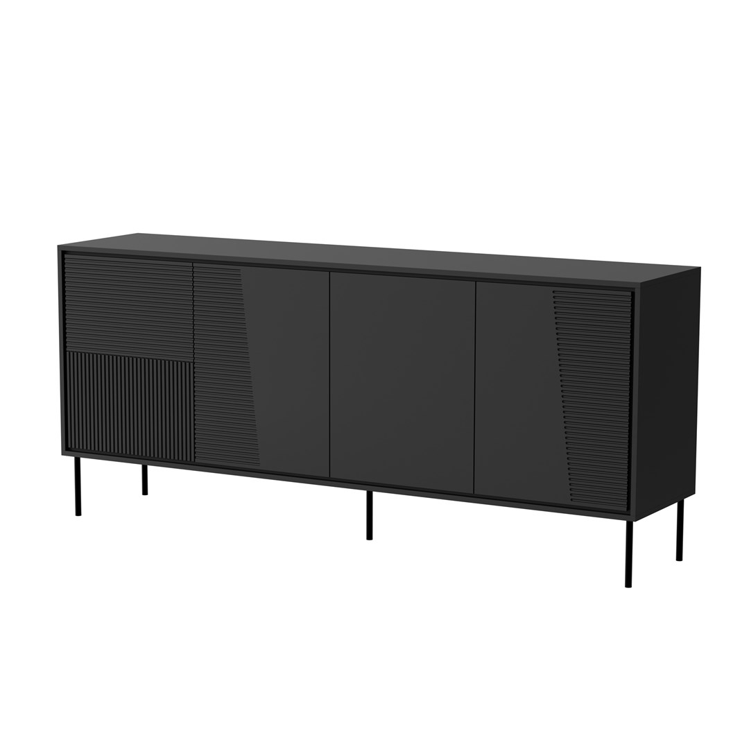 4D ABI chest of drawers 200x45x88 matt black 4D ABI chest of drawers 200x45x88 matt black