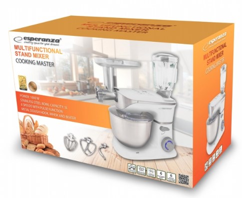 Esperanza EKM025 food processor 1000 W 5 L Stainless steel, White Esperanza EKM025 food processor 1000 W 5 L Stainless steel, White