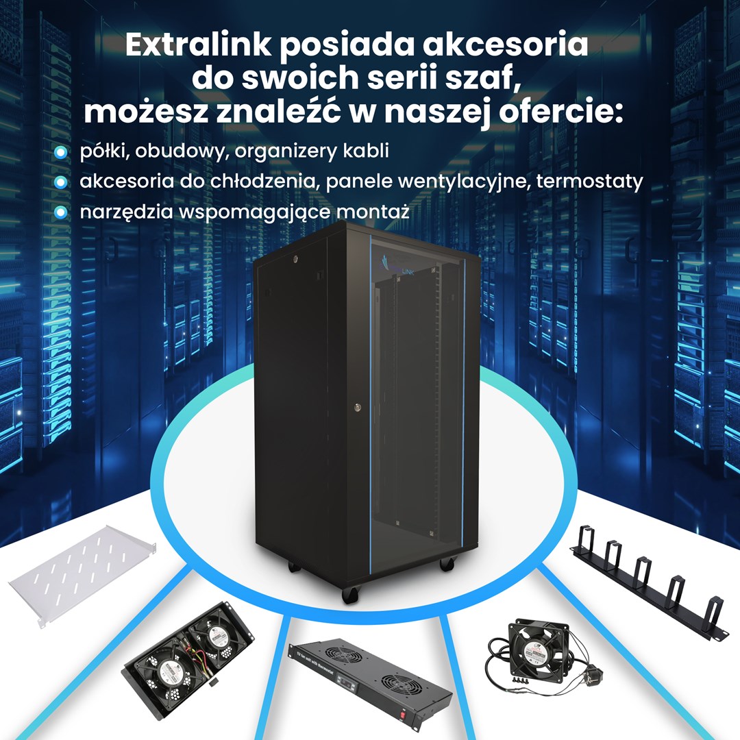 Extralink Rackmount cabinet 27U 800x800 Black standing Extralink Rackmount cabinet 27U 800x800 Black standing