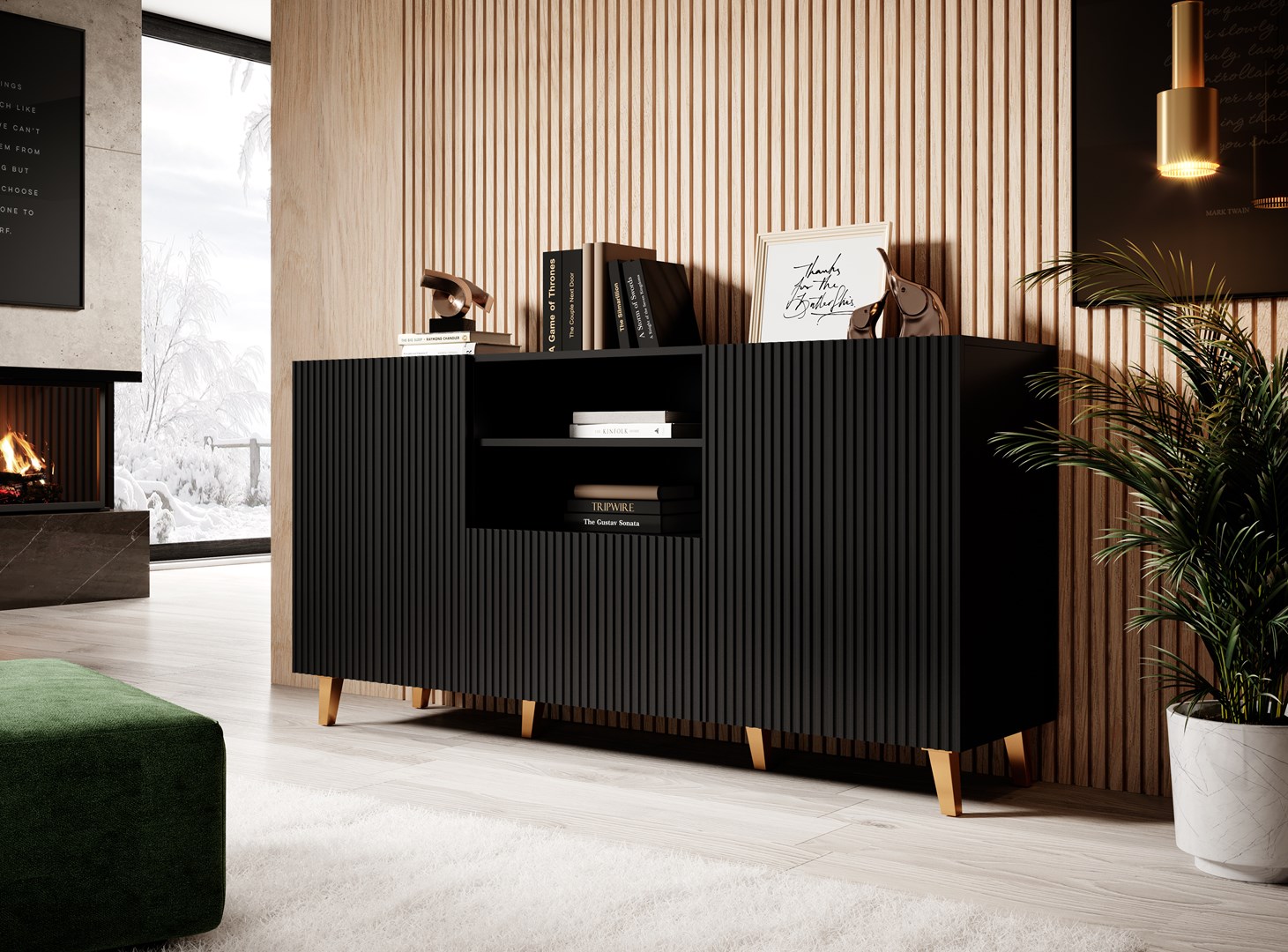 Cama Commode PAFOS 150x42x82 Black matt Cama Commode PAFOS 150x42x82 Black matt