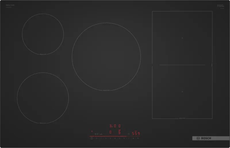Bosch Serie 6 PVW81CHB1E hob Black Built-in 80 cm Zone induction hob 5 zone(s) Bosch Serie 6 PVW81CHB1E hob Black Built-in 80 cm Zone induction hob 5 zone(s)