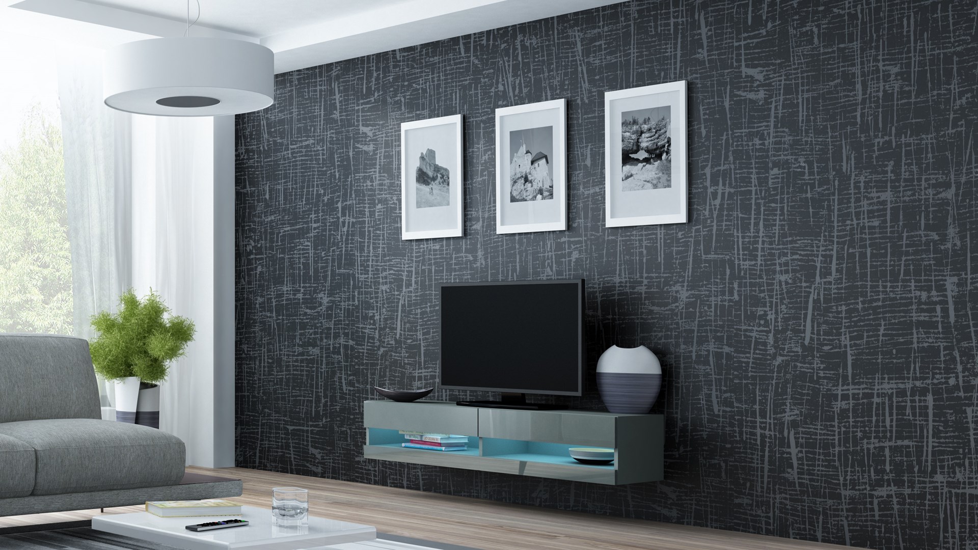 Cama TV stand VIGO NEW 30/140/40 grey/grey gloss Cama TV stand VIGO NEW 30/140/40 grey/grey gloss