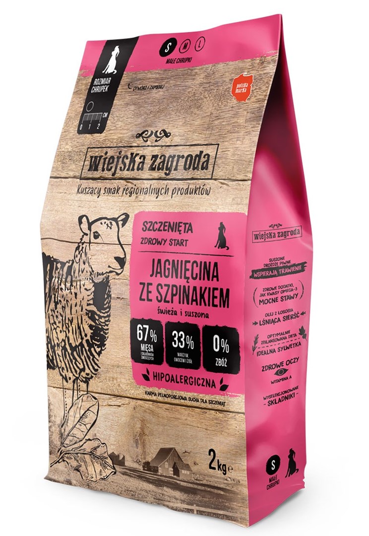 Wiejska Zagroda Feed Lamb with Spinach for Puppies 2 kg Wiejska Zagroda Feed Lamb with Spinach for Puppies 2 kg
