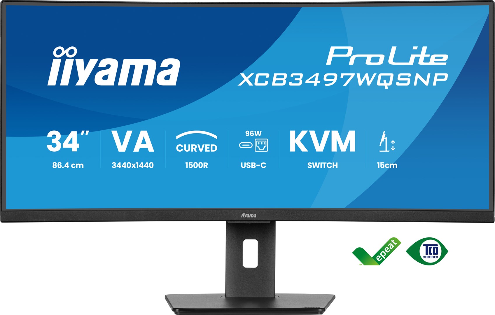 iiyama ProLite 34’’ UWQHD curved monitor with USB-C dock, LAN, KVM switch and 15cm height adjustable stand iiyama ProLite 34’’ UWQHD curved monitor with USB-C dock, LAN, KVM switch and 15cm height adjustable stand