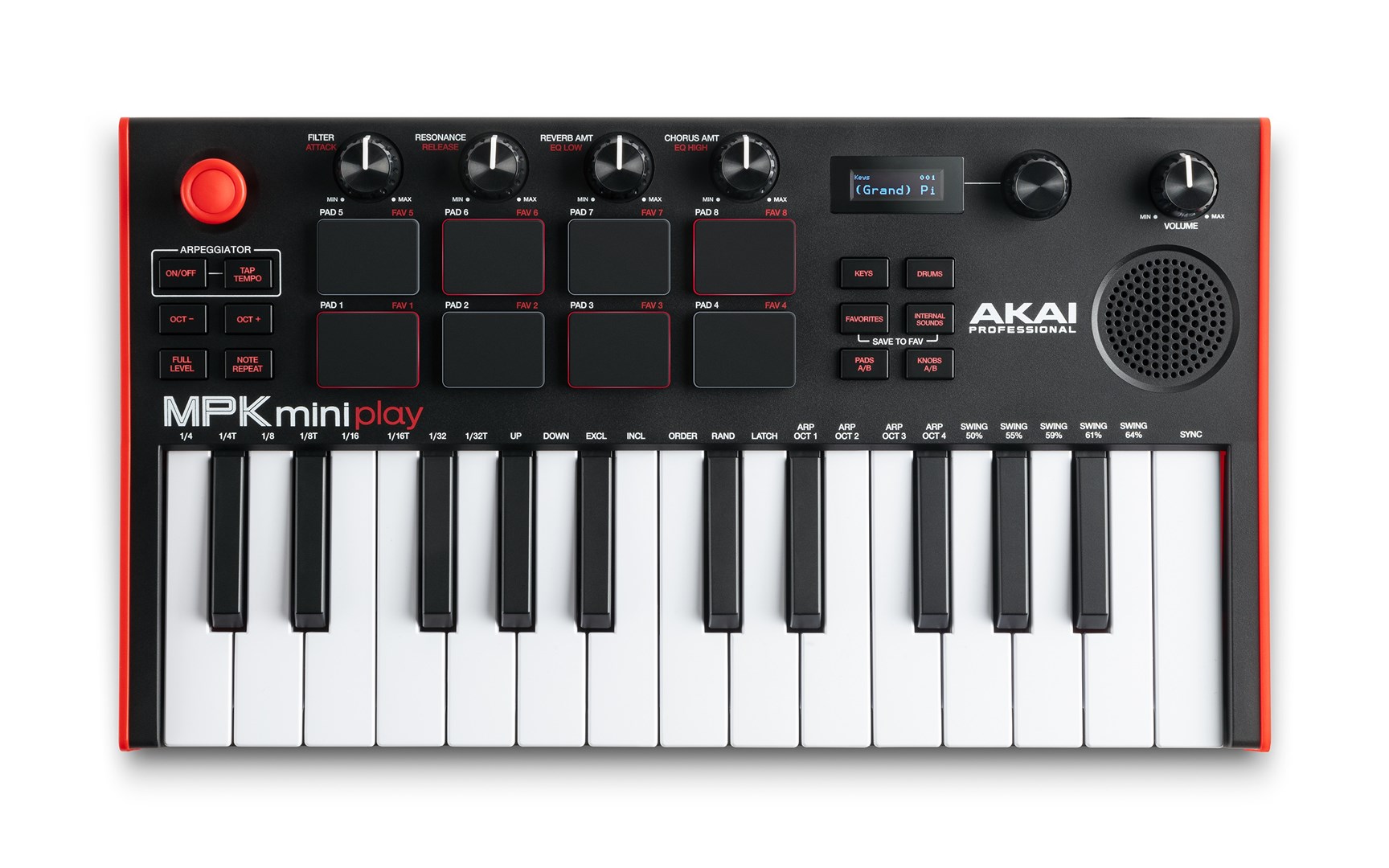 AKAI MPK Mini Play MK3 Control keyboard Pad controller MIDI USB Black, Red AKAI MPK Mini Play MK3 Control keyboard Pad controller MIDI USB Black, Red