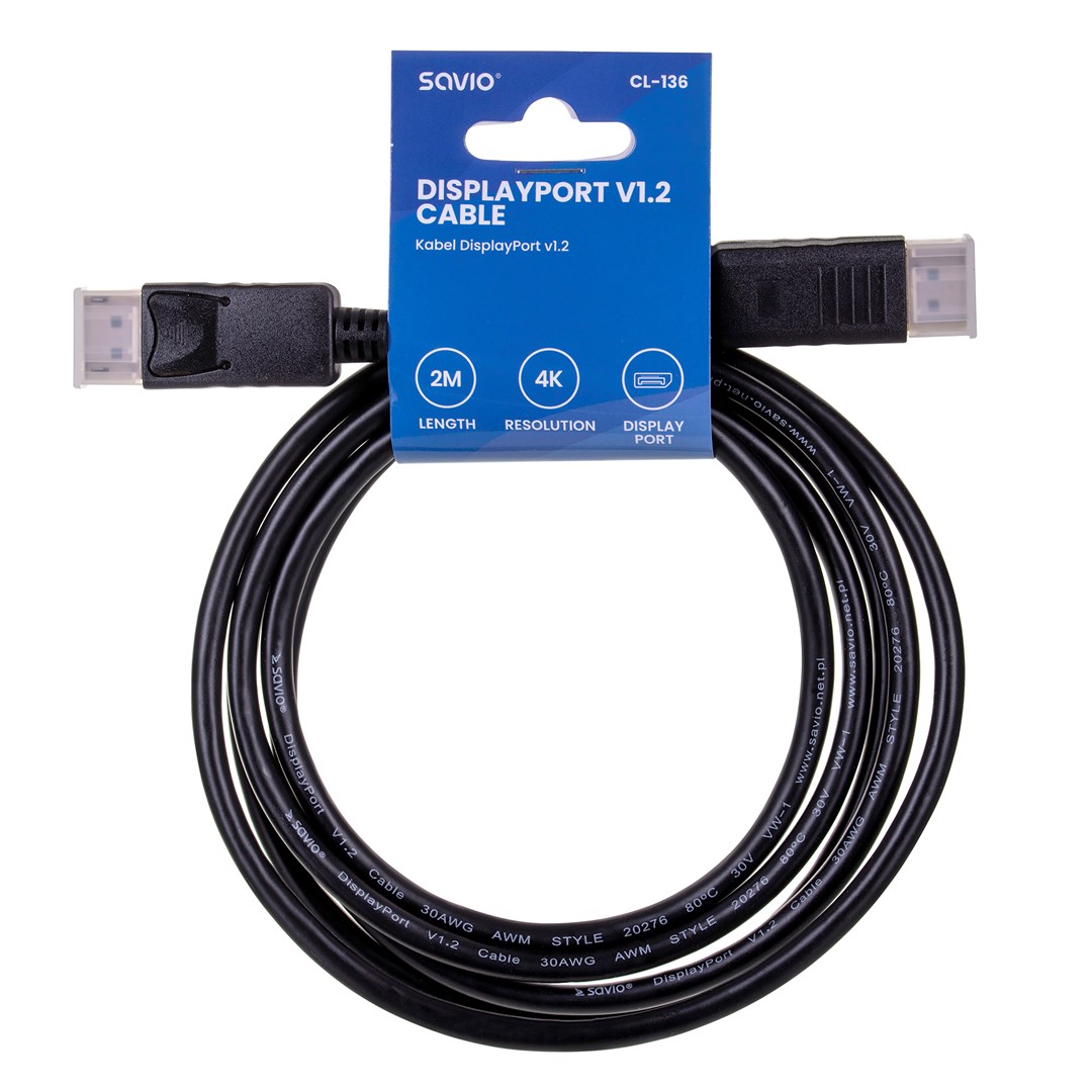 Savio CL-136 DisplayPort cable 2 m Black Savio CL-136 DisplayPort cable 2 m Black