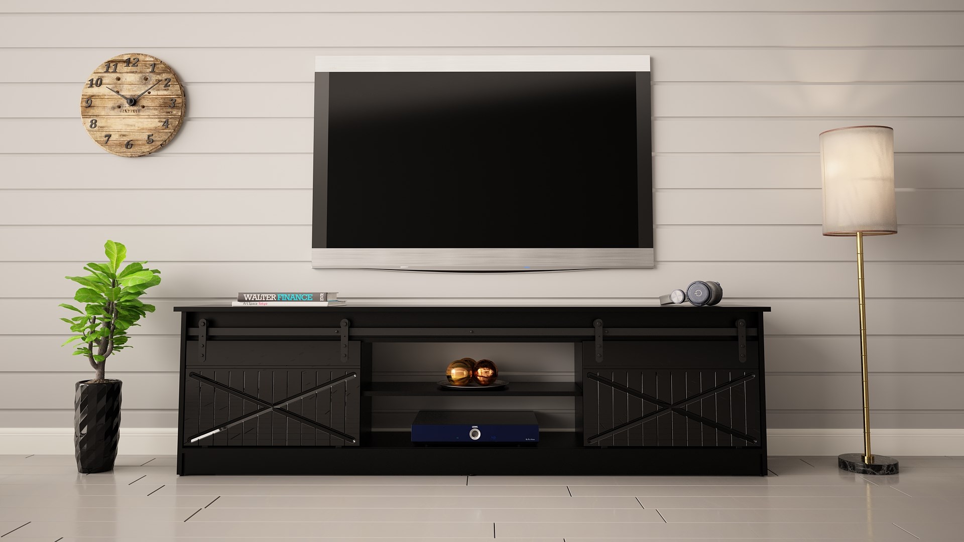 RTV GRANERO 200x56.7x35 black/black gloss cabinet RTV GRANERO 200x56.7x35 black/black gloss cabinet