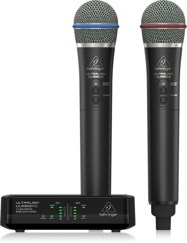Behringer ULM302MIC - 2.4 GHz Digital Wireless System with 2 Handheld Microphones and Receiver Behringer ULM302MIC - 2.4 GHz Digital Wireless System with 2 Handheld Microphones and Receiver