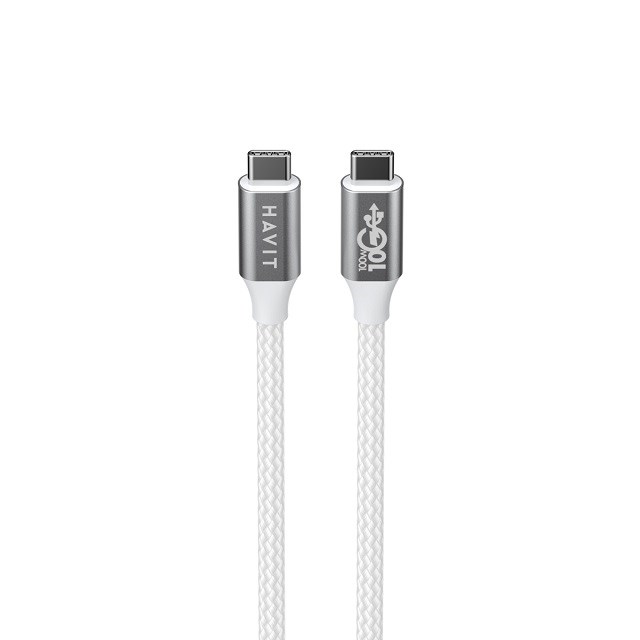 Havit CB6290 - USB Type C to USB Type C cable, 1 m (white/grey) Havit CB6290 - USB Type C to USB Type C cable, 1 m (white/grey)