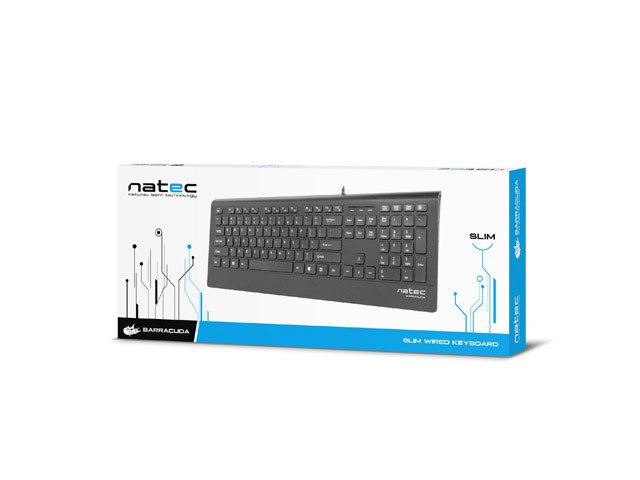 Natec Multimedia Keyboard BARRACUDA slim USB, US layout, black Natec Multimedia Keyboard BARRACUDA slim USB, US layout, black