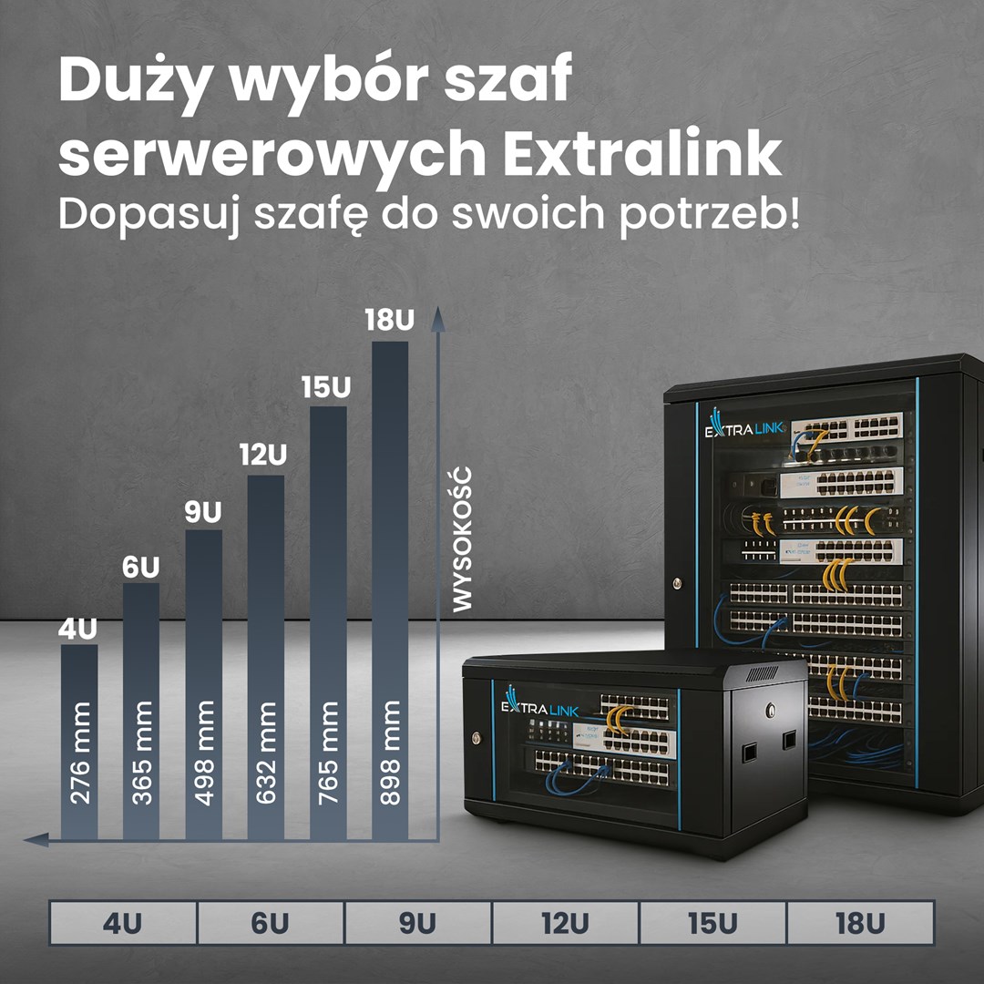 Extralink Rackmount cabinet 18U 600x450 Black wall mounted Extralink Rackmount cabinet 18U 600x450 Black wall mounted