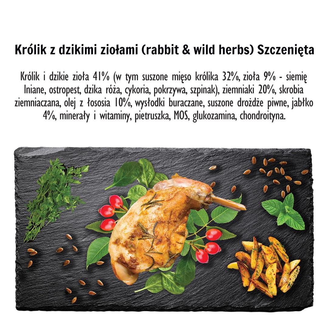 PAKA ZWIERZAKA Puppy Rabbit with wild herbs S - dry dog food - 9kg PAKA ZWIERZAKA Puppy Rabbit with wild herbs S - dry dog food - 9kg