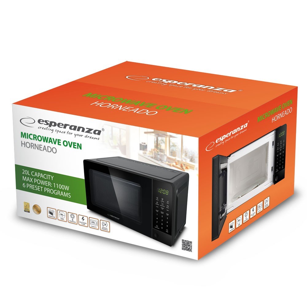 Esperanza EKO009 microwave Black Solo microwave Countertop 20 L 700 W Esperanza EKO009 microwave Black Solo microwave Countertop 20 L 700 W