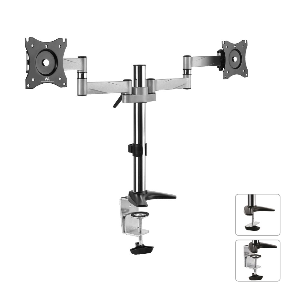 Desk holder for two LCD monitors Maclean MC-714 13-27 "8kg aluminum Desk holder for two LCD monitors Maclean MC-714 13-27 "8kg aluminum