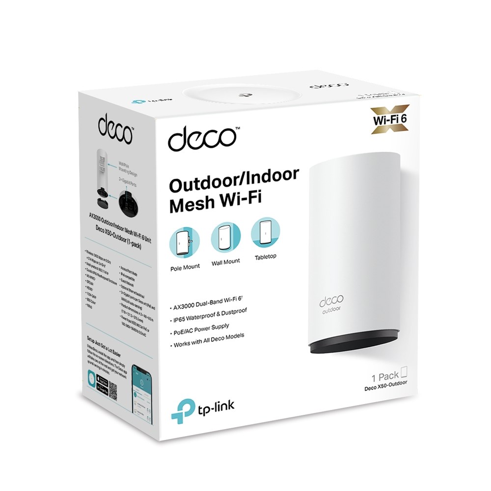 TP-Link AX3000 Outdoor / Indoor Whole Home Mesh WiFi 6 Unit TP-Link AX3000 Outdoor / Indoor Whole Home Mesh WiFi 6 Unit