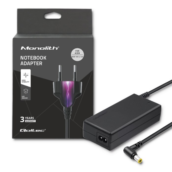 Qoltec 50087 Power adapter for Acer | 90W | 19V | 4.74A | 5.5*1.7 | +power cable Qoltec 50087 Power adapter for Acer | 90W | 19V | 4.74A | 5.5*1.7 | +power cable