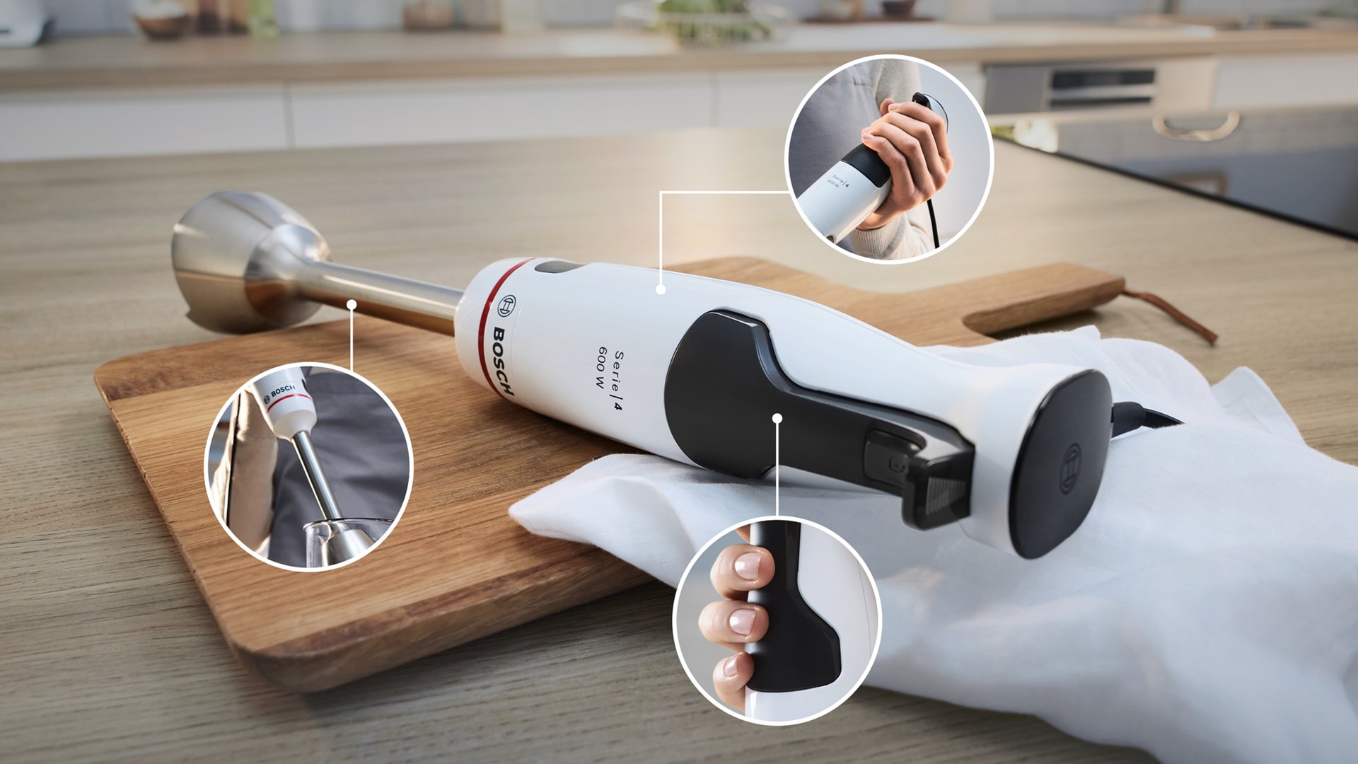 Bosch Serie 4 MSM4W210 blender 0.6 L Immersion blender 600 W Black, White Bosch Serie 4 MSM4W210 blender 0.6 L Immersion blender 600 W Black, White