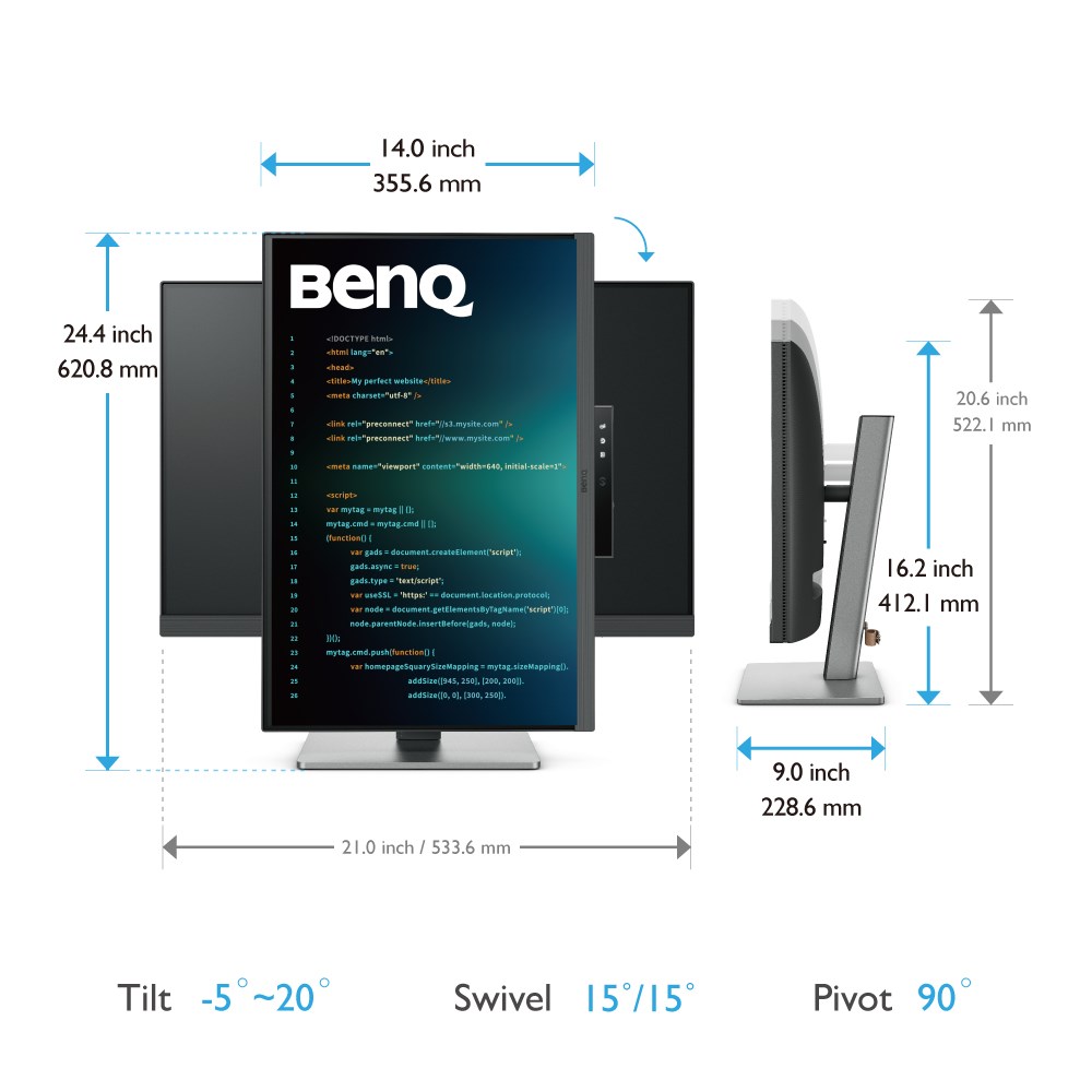 BenQ RD240Q computer monitor 61.2 cm (24.1") 2560 x 1600 pixels WQXGA LCD Black BenQ RD240Q computer monitor 61.2 cm (24.1") 2560 x 1600 pixels WQXGA LCD Black