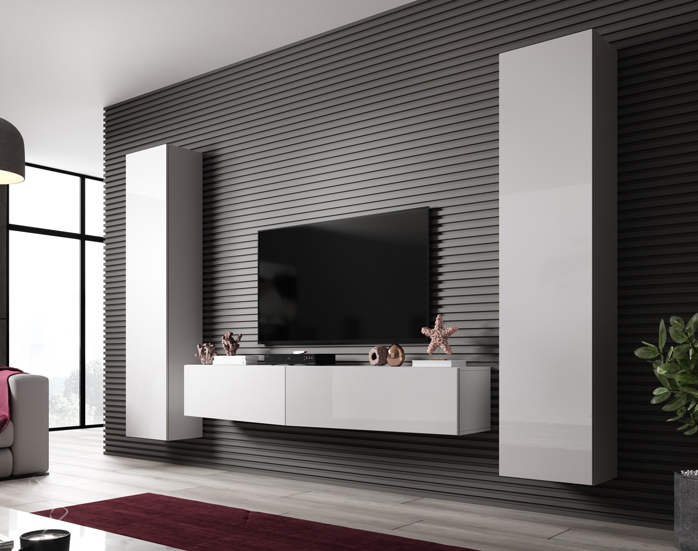 Cama Living room cabinet set VIGO SLANT 2 white/white gloss Cama Living room cabinet set VIGO SLANT 2 white/white gloss
