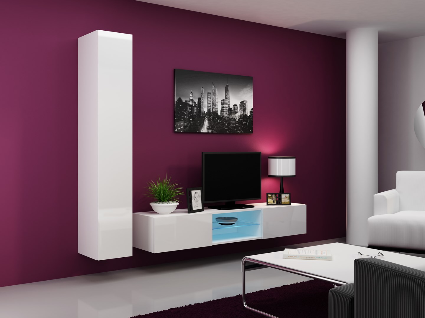 Cama Living room cabinet set VIGO 21 white/white gloss Cama Living room cabinet set VIGO 21 white/white gloss