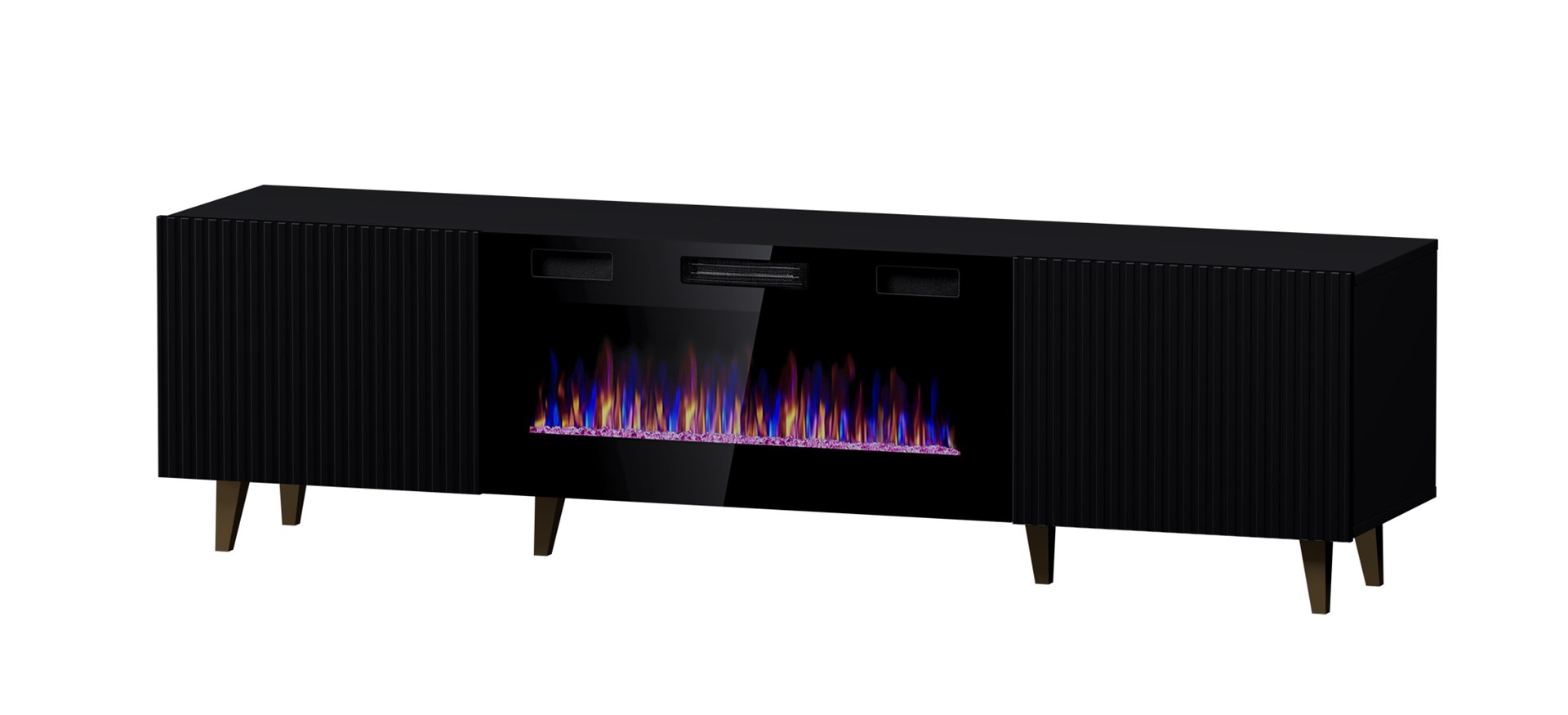 RTV cabinet PAFOS EF with electric fireplace 180x42x49 black matt RTV cabinet PAFOS EF with electric fireplace 180x42x49 black matt