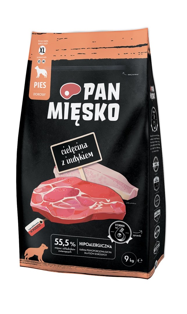 PAN MIĘSKO Veal with turkey XL - dry dog food - 9kg PAN MIĘSKO Veal with turkey XL - dry dog food - 9kg
