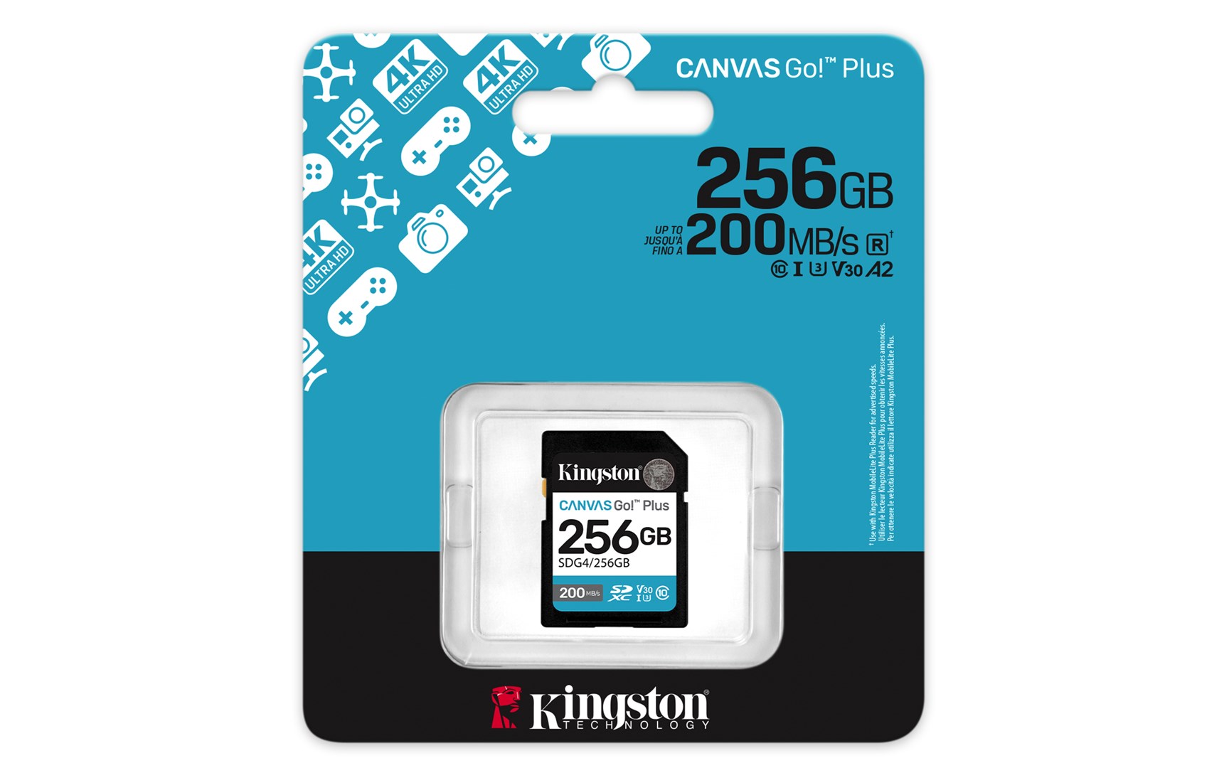 Kingston Technology Canvas Go! Plus 256GB SDXC Canvas Go Plus Gen4 200MB/s C10 UHS-I U3 V30 Kingston Technology Canvas Go! Plus 256GB SDXC Canvas Go Plus Gen4 200MB/s C10 UHS-I U3 V30