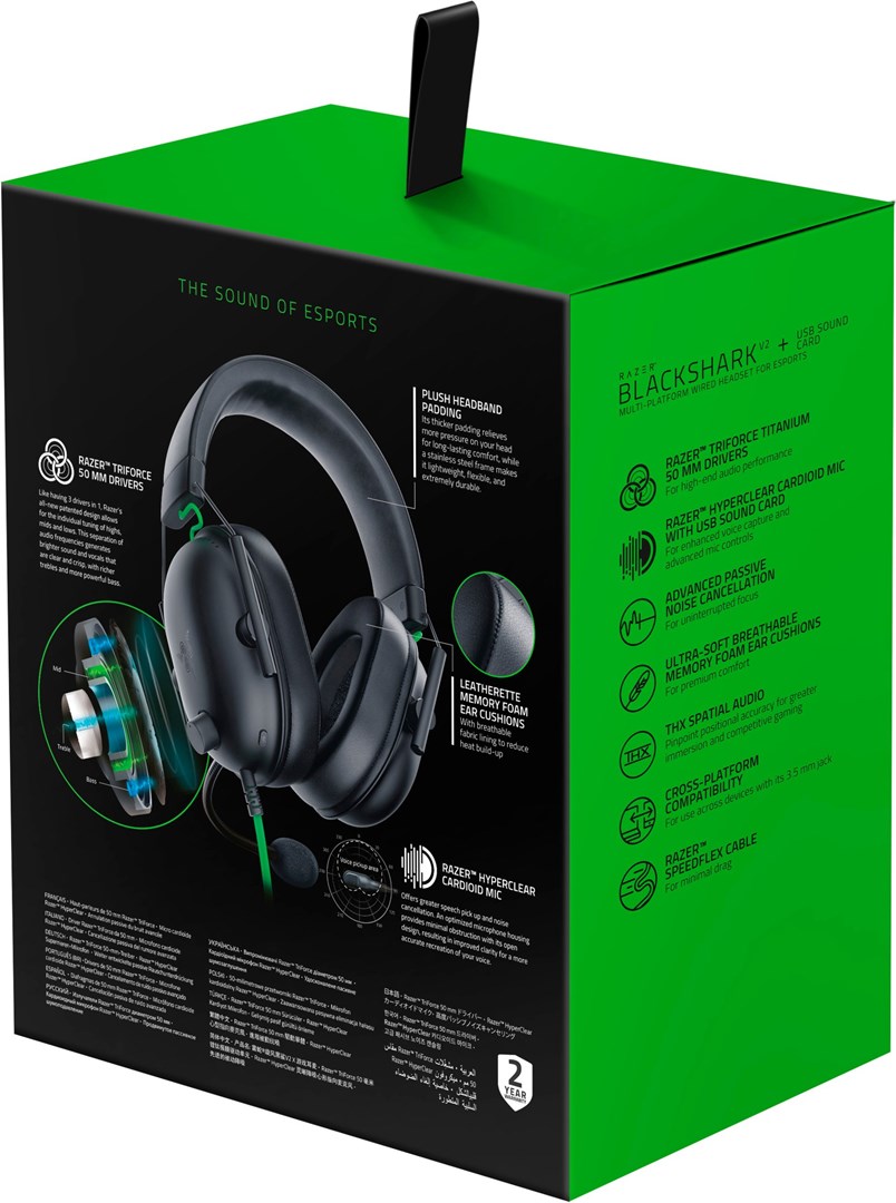 Razer Blackshark V2 X Headset Wired Head-band Gaming Black, Green Razer Blackshark V2 X Headset Wired Head-band Gaming Black, Green