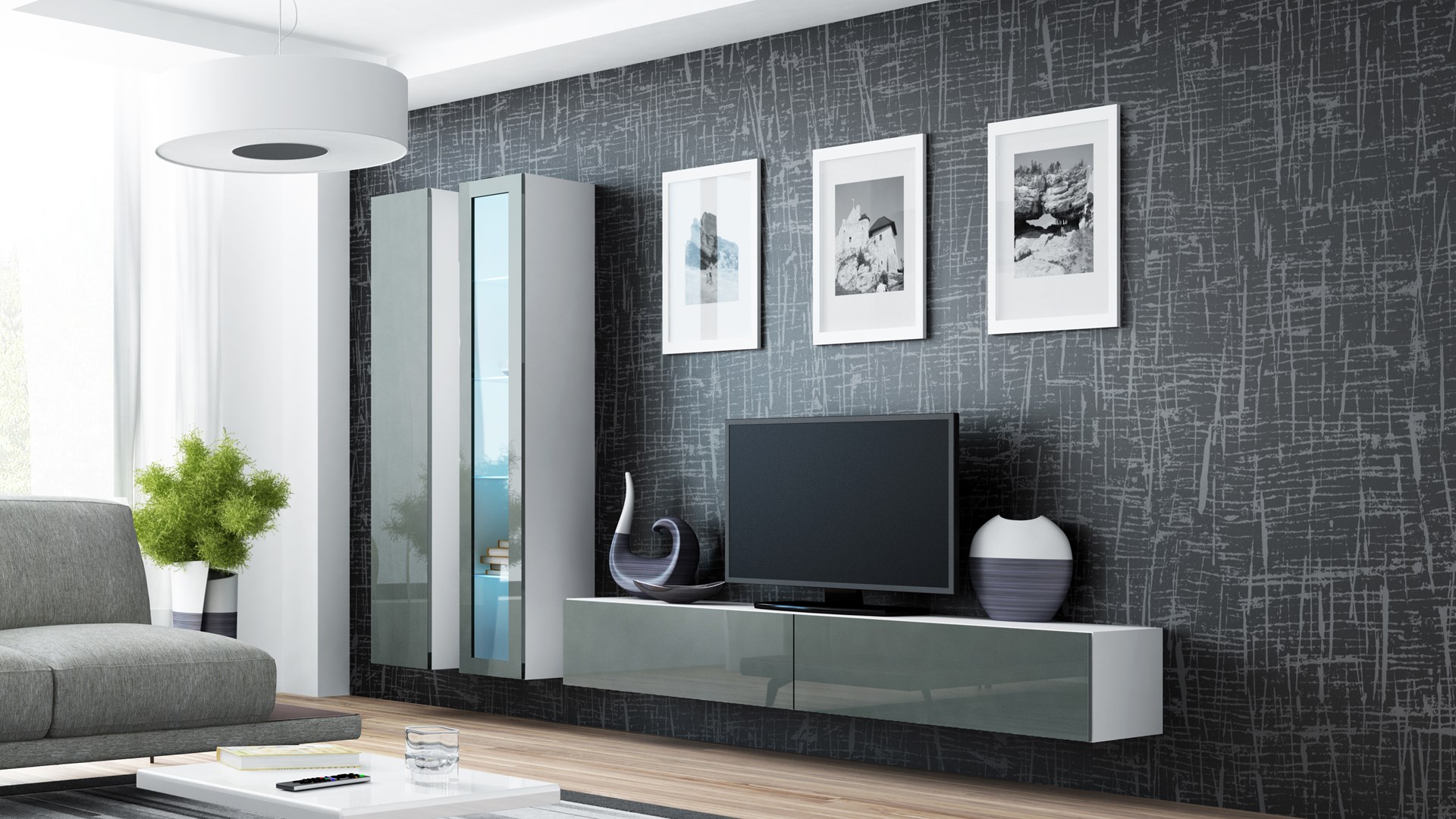 Cama Full cabinet VIGO '180' 180/40/30 white/grey gloss Cama Full cabinet VIGO '180' 180/40/30 white/grey gloss