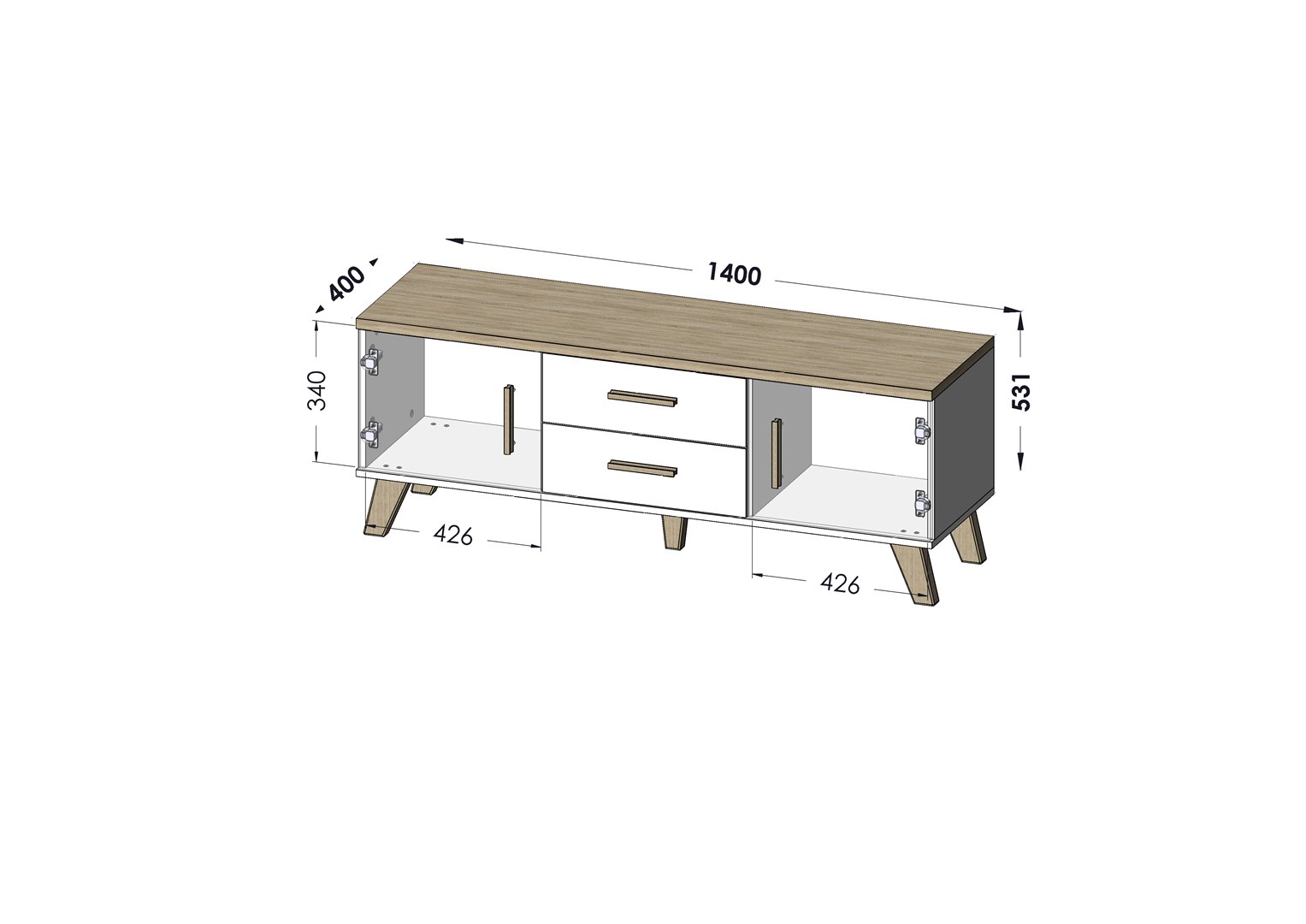 Cama RTV stand LOTTA 140cm white + sonoma oak Cama RTV stand LOTTA 140cm white + sonoma oak