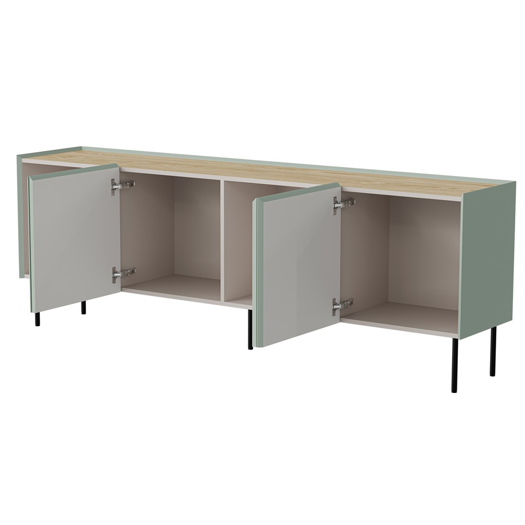 Cama FELLINI chest of drawers 200x40x70 olive + oiled oak top Cama FELLINI chest of drawers 200x40x70 olive + oiled oak top