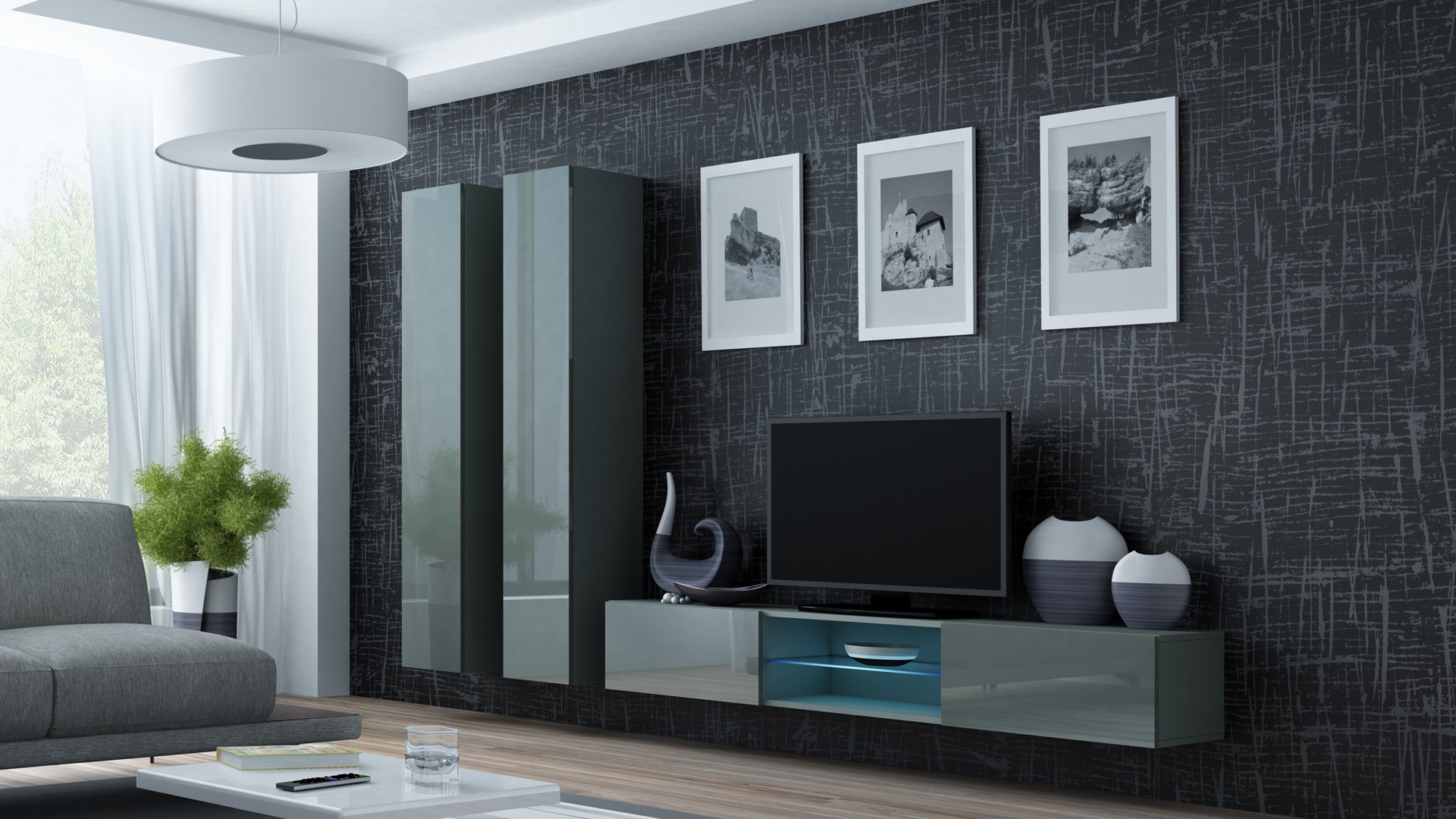 Cama Full cabinet VIGO '180' 180/40/30 grey/grey gloss Cama Full cabinet VIGO '180' 180/40/30 grey/grey gloss