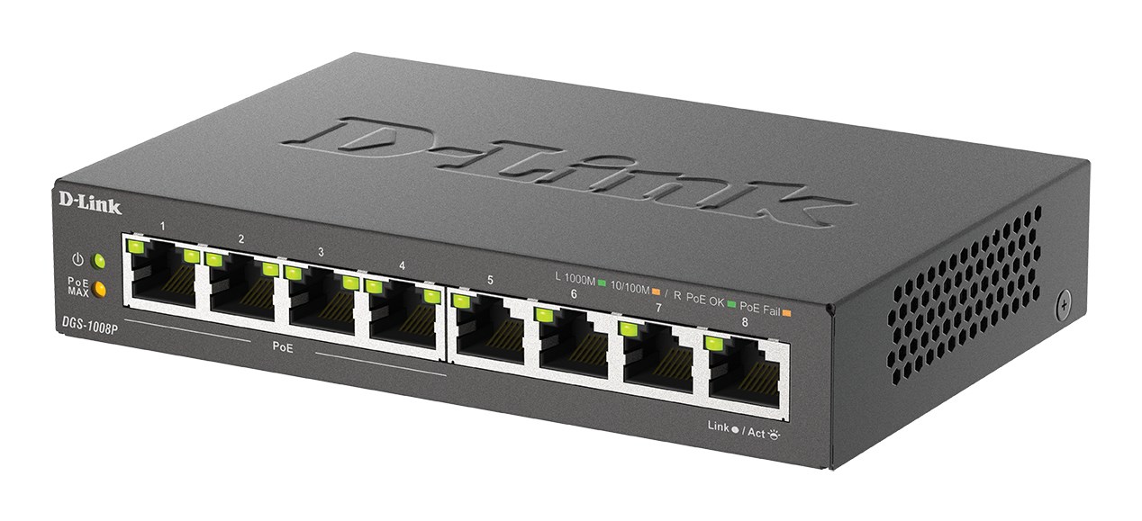 D-Link 8-Port Gigabit PoE Unmanaged Desktop Switch D-Link 8-Port Gigabit PoE Unmanaged Desktop Switch