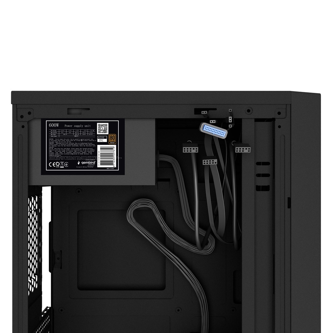 Gembird CCC-FC-K170-600W Office computer case Fornax K170, mATX, black + 600W 80PLUS bronze PSU Gembird CCC-FC-K170-600W Office computer case Fornax K170, mATX, black + 600W 80PLUS bronze PSU