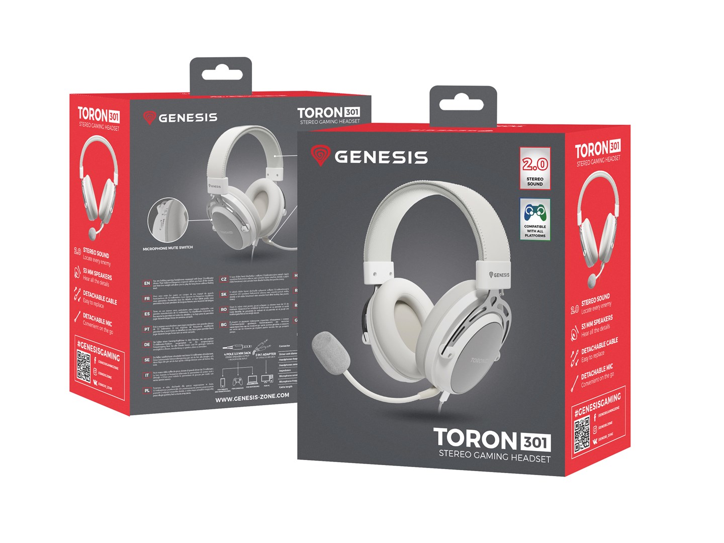 GENESIS Toron 301 Headset Wired Head-band Gaming White GENESIS Toron 301 Headset Wired Head-band Gaming White