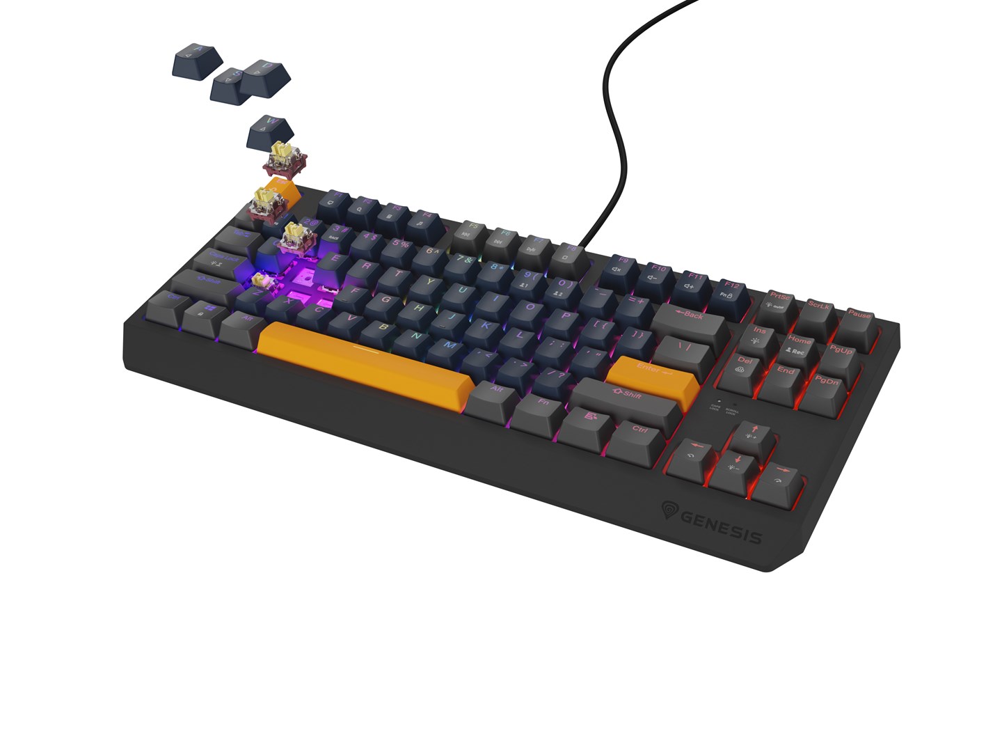 GENESIS THOR 230 TKL keyboard Gaming USB + RF Wireless + Bluetooth QWERTY Black, Blue, Grey, Orange GENESIS THOR 230 TKL keyboard Gaming USB + RF Wireless + Bluetooth QWERTY Black, Blue, Grey, Orange