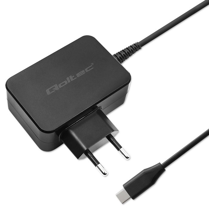 Qoltec 52386 GaN POWER PRO charger | 1xUSB-C | 65W | 5-20V | 3-3.25A | Black Qoltec 52386 GaN POWER PRO charger | 1xUSB-C | 65W | 5-20V | 3-3.25A | Black